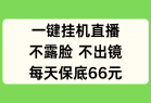 一键挂机直播，不露脸不出境，每天保底66元