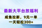 最新大平台放福利，咸鱼拉新，9元一单，轻轻松松一天300+