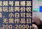 视频号直播蓝海玩法两份收益，小白可玩，无需作品日入200-2000+